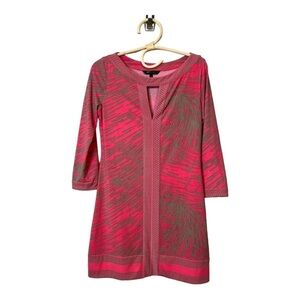 BCBGMaxazria Pink Abstract Sheath Stretch Popover Shift Dress Business Casual XS